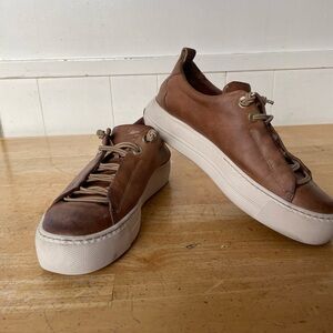 Paul Green Tan Leather Women's Sneakers Sz 5UK/7.5US